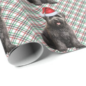 ブービエフランドレスドッグおもしろいホリデープレイドクリスマス ラッピングペーパー (ロールコーナー)