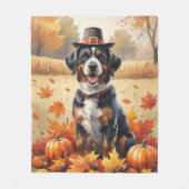 ブービエルズデフランダース紅葉サンクスギビング フリースブランケット (正面)