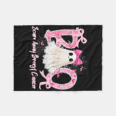 ブービスケッ遠くにト乳がんハロウィンレース幽霊 フリースブランケット (正面(横))