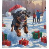 ブービデフランダレスクリスマスフェスティバルスノーシーン シャワーカーテン (正面)