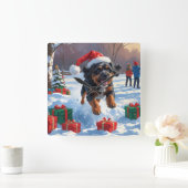 ブービデフランダレスクリスマスフェスティバルスノーシーン スクエア壁時計 (ホーム)