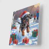 ブービデフランダレスクリスマスフェスティバルスノーシーン スクエア壁時計 (傾斜)