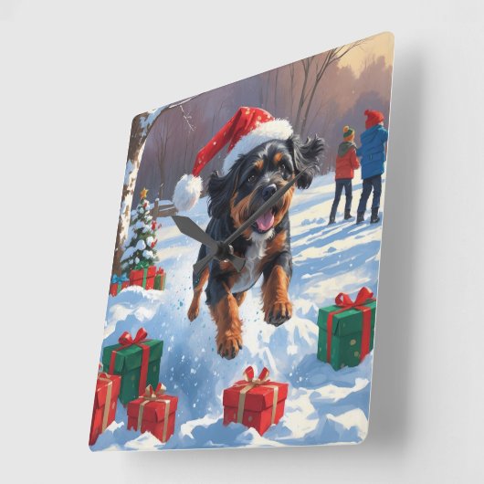 ブービデフランダレスクリスマスフェスティバルスノーシーン スクエア壁時計 (傾斜)