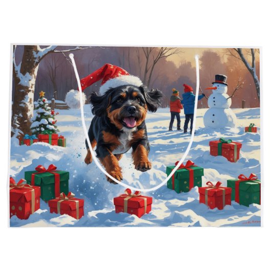 ブービデフランダレスクリスマスフェスティバルスノーシーン ラージペーパーバッグ (裏面)