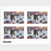 ブービデフランダレスクリスマスフェスティバルスノーシーン 長方形シール (シート)