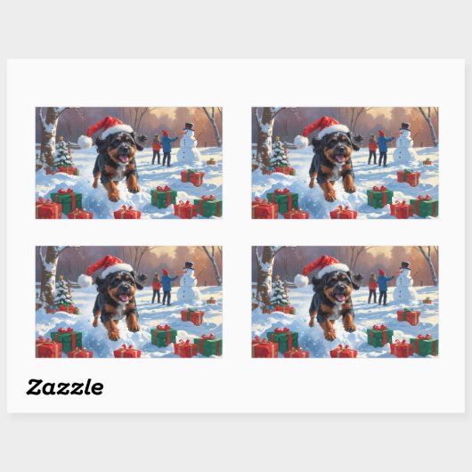 ブービデフランダレスクリスマスフェスティバルスノーシーン 長方形シール (シート)