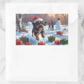 ブービデフランダレスクリスマスフェスティバルスノーシーン 長方形シール (バッグ)