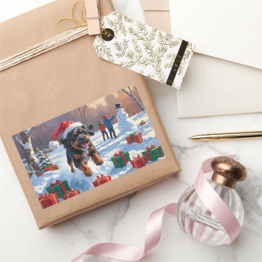 ブービデフランダレスクリスマスフェスティバルスノーシーン 長方形シール (ギフト)