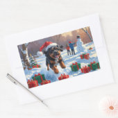 ブービデフランダレスクリスマスフェスティバルスノーシーン 長方形シール (封筒)