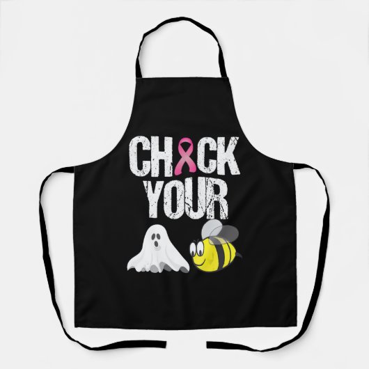 ブービーバストガンおもしろいハロウィーンをチェック エプロン (正面)