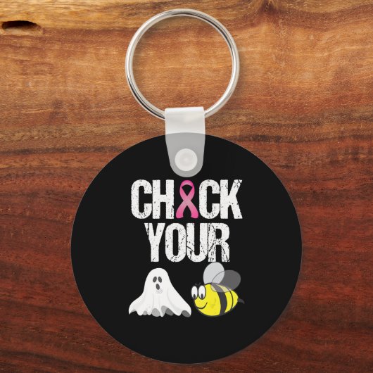 ブービーバストガンおもしろいハロウィーンをチェック キーホルダー (正面)