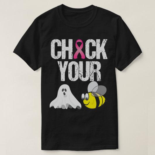 ブービーバストガンおもしろいハロウィーンをチェック Tシャツ (デザイン正面)