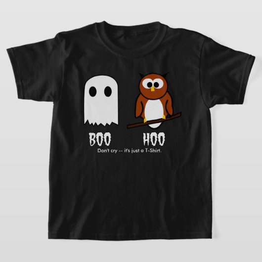 ブーフー幽霊とフクロウ Tシャツ (レイダウン)