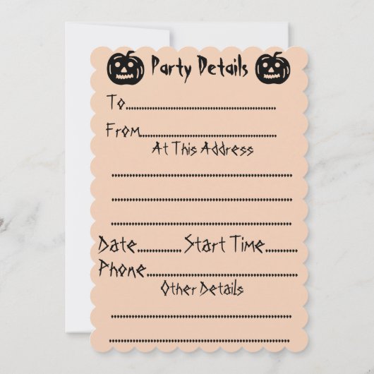 ブーブおもしろいーブラックハローウィンパーティ 招待状 (裏面)