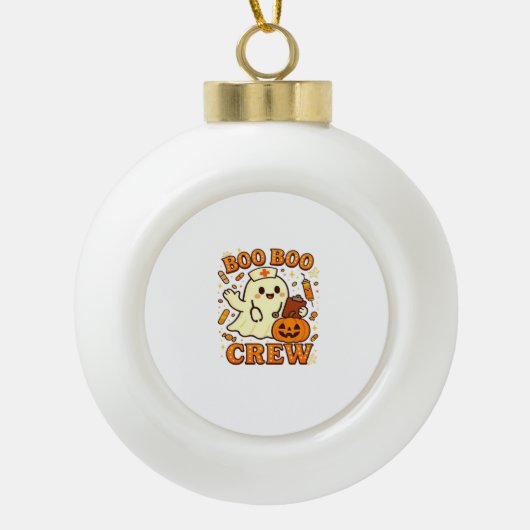 ブーブクルーナースおかしなハロウィーン幽霊ナースギル セラミックボールオーナメント (正面)