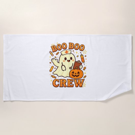 ブーブクルーナースおかしなハロウィーン幽霊ナースギル ビーチタオル (正面)
