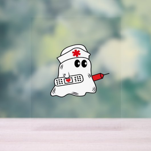 ブーブクルーナースハロウィーン幽霊オーバーサイおもしろいズ アクリルサイン (ニュートラル)