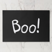 ブーブブラックかわいいおもしろいタイポグラフィハロウィーンランチョンマット ペーパーパッド (正面)