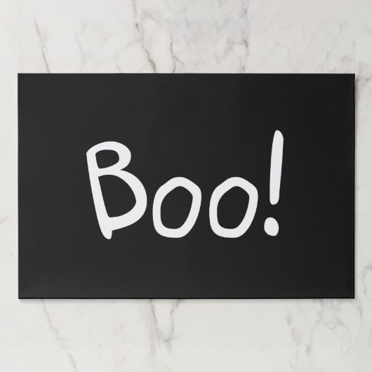 ブーブブラックかわいいおもしろいタイポグラフィハロウィーンランチョンマット ペーパーパッド (正面)