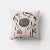 ブーブブラックキャット幽霊ホワイトハロウィーン クッション (正面)