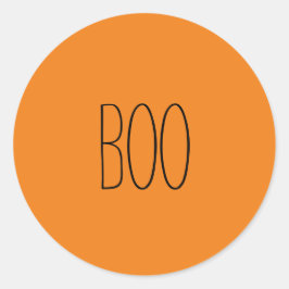 ブーブブラック&オレンジ不気味な手書きハロウィーン ラウンドシール
