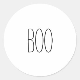 ブーブブラック&ホワイト不気味な手書きハロウィーン ラウンドシール