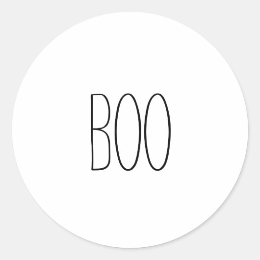 ブーブブラック&ホワイト不気味な手書きハロウィーン ラウンドシール (正面)
