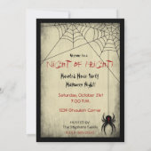 ブーブラックウィドウスパイダー&ハロウィーン用気持ち悪い文字 招待状 (裏面)