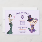 ブーブランチブライダルシャワーパープルオレンジハロウィーン 招待状 (正面)