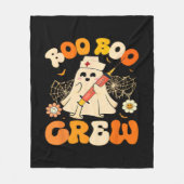 ブーブークルーおもしろい幽霊ナース、レトロハロウィー フリースブランケット (正面)