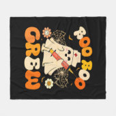 ブーブークルーおもしろい幽霊ナース、レトロハロウィー フリースブランケット (正面(横))