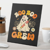 ブーブークルーおもしろい幽霊ナース、レトロハロウィー 台座サイン (インサイチュ)