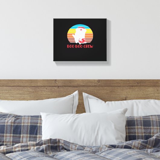 ブーブークルーナースおもしろい幽霊ハロウィンクラシックT キャンバスプリント (インサイチュ (寝室))