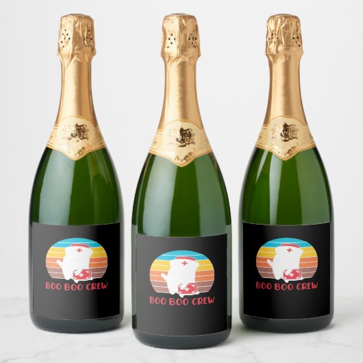 ブーブークルーナースおもしろい幽霊ハロウィンクラシックT スパークリングワインラベル (ボトル)