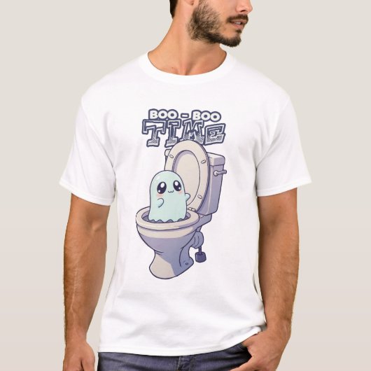 ブーブー タイム - おもしろ おばけ トイレ デザイン Tシャツ (正面)