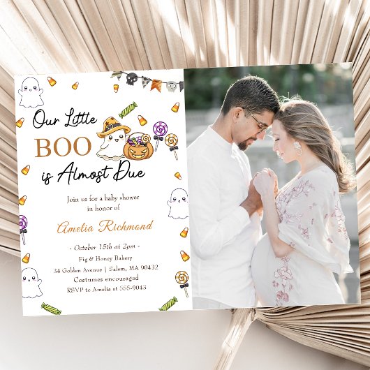 ブーベイビーシャワー私たちの小さなブーイングはほとんどデューフォト 招待状