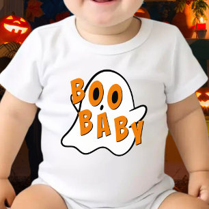 ブーベビーキッズ幽霊ハロウィンホワイト ベビーボディスーツ