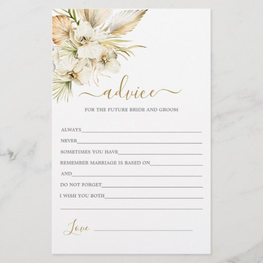 ブーホデザートアドバイスのための花嫁カード (正面)