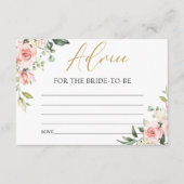 ブーホピーチ赤面ピンクフローラアドバイスのための花嫁 エンクロージャーカード (正面)