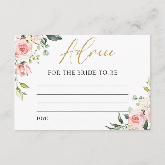 ブーホピーチ赤面ピンクフローラアドバイスのための花嫁 エンクロージャーカード (正面)