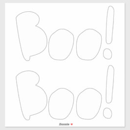 ブーホワイトかわいい手書きタイポグラフィハロウィーン シール