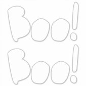 ブーホワイトかわいい手書きタイポグラフィハロウィーン シール (正面)