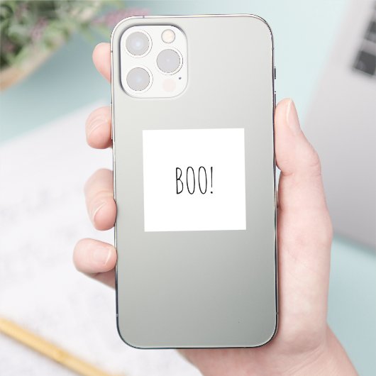 ブーホワイトスプキータイポグラフィミニマリストハロウィーン シール (スマートフォン)