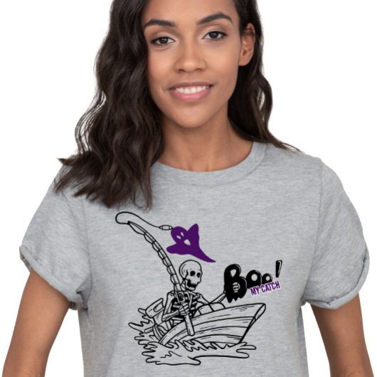 ブーマイキャッチハロウィーン魚釣りミニマリスト トライブレンドTシャツ