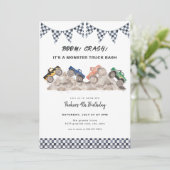 ブームクラッシュモンスタートラック誕生日招待状 招待状 (スタンド正面)