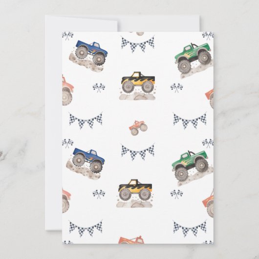 ブームクラッシュモンスタートラック誕生日招待状 招待状 (裏面)