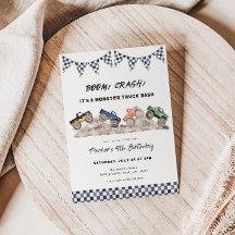 ブームクラッシュモンスタートラック誕生日招待状