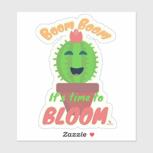 ブームタイム開花かわいいサボテン漫画の喜び シール (シート)