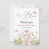 ブームワイルドフラワーピンクボウブライダルシャワー サンキューカード (正面)