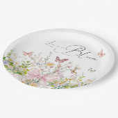 ブームワイルドフラワーピンクボウブライダルシャワー ペーパープレート (アングル)